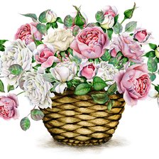 Схема вышивки «Корзина с розами»