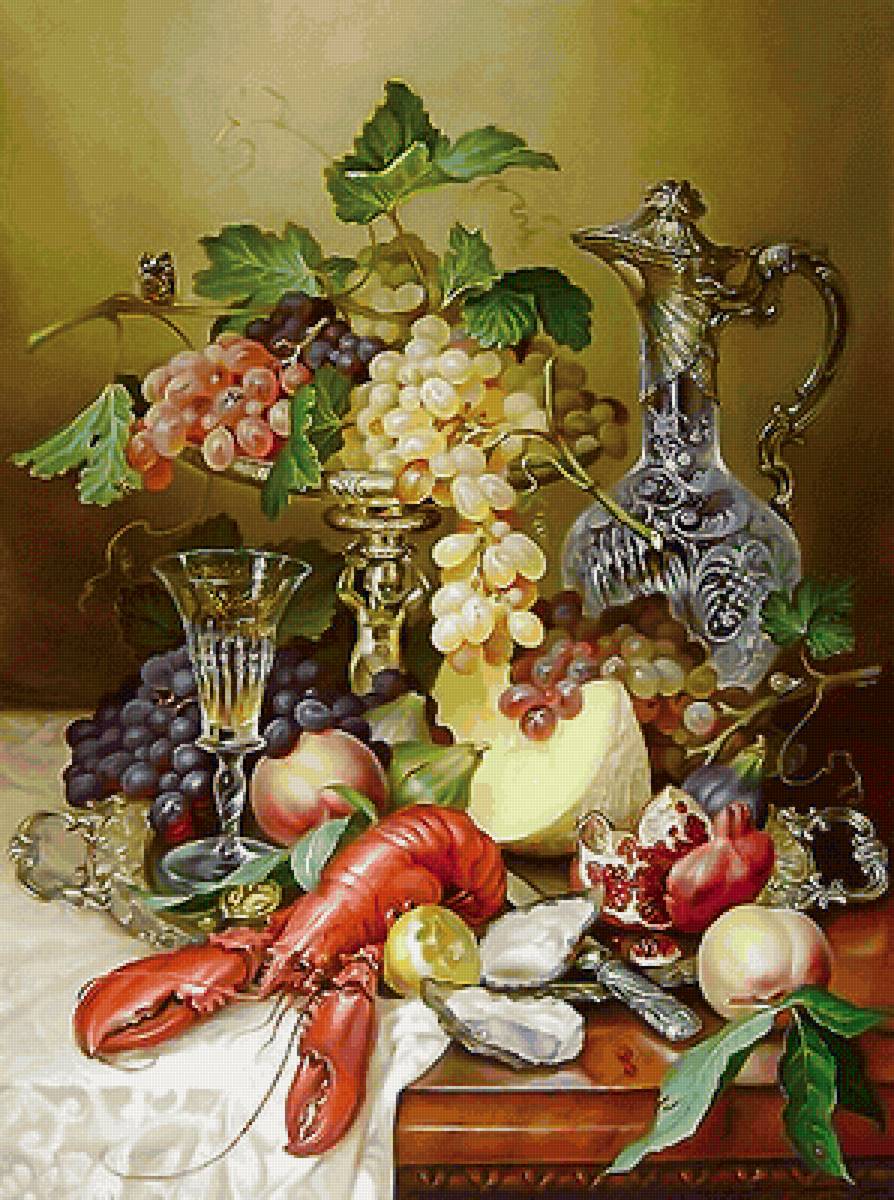 Серия "Натюрморты". - фрукты, виноград, натюрморт, вино - предпросмотр