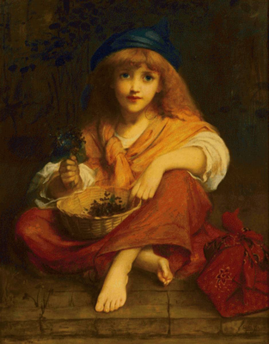 Charles Edward Hallé. Цветочница - портрет, живопись, девочка, 19 век - предпросмотр