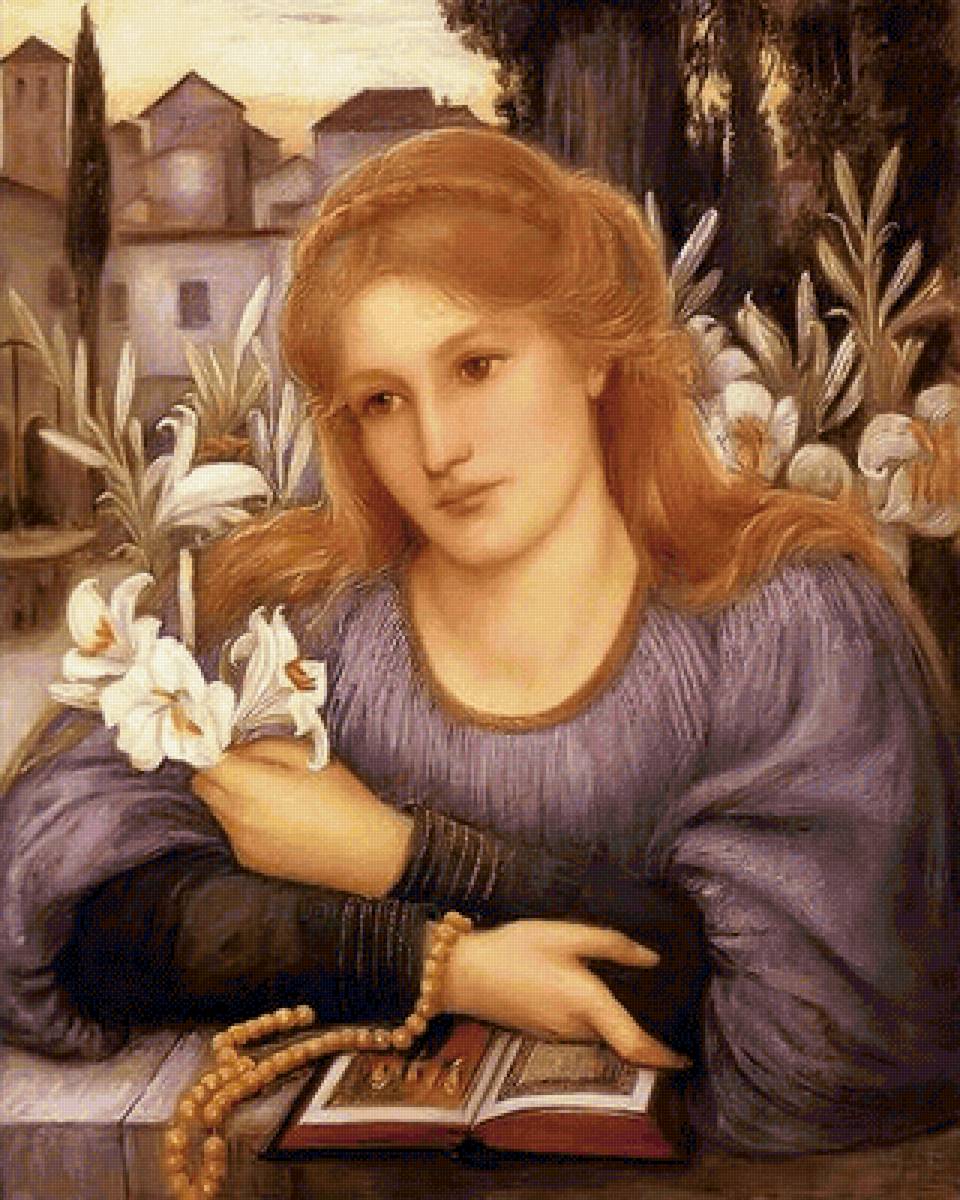 Marie Spartali Stillman. За чтением - живопись, прерафаэлиты, девушка, портрет, 19 век - предпросмотр