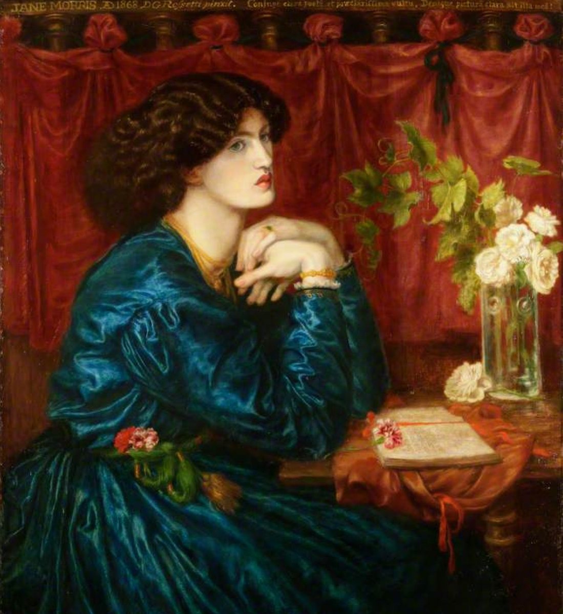 Dante Gabriel Rossetti. Джейн Моррис (Синее платье) - 19 век, прерафаэлиты, девушка, портрет, живопись - оригинал
