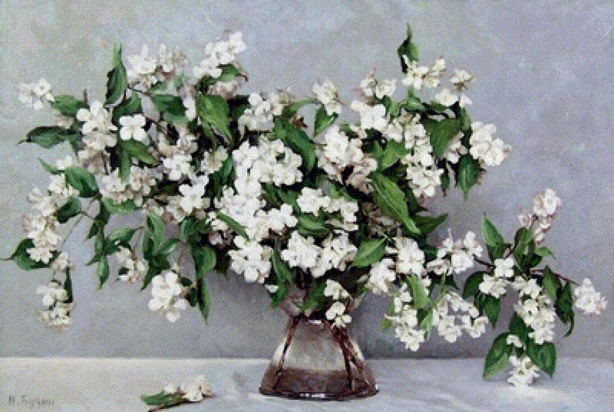 жасмин - цветы, картина - предпросмотр