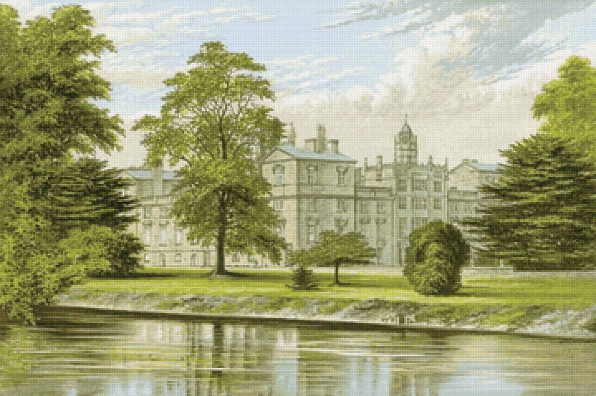 Английская усадьба - усадьба, река, англия, парк - предпросмотр