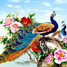 Схема вышивки «Павлины»