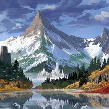 Схема вышивки «гора и город»