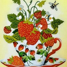 Схема вышивки «Клубничная чашка»