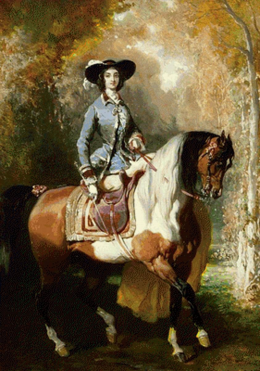 Амазонка - дама, лошадь, верховая езда, 17 век - предпросмотр