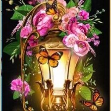 Схема вышивки «Фонарь в шиповнике»