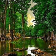 Схема вышивки «Речка в лесу»