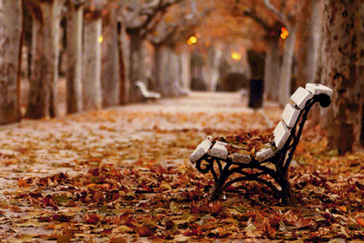 Осень - осень, листья, скамейка, тепло - предпросмотр