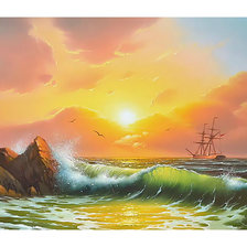 Схема вышивки «Бригантина уходит в море.»