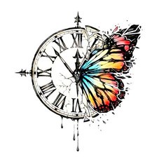 Схема вышивки «relógio e borboleta»