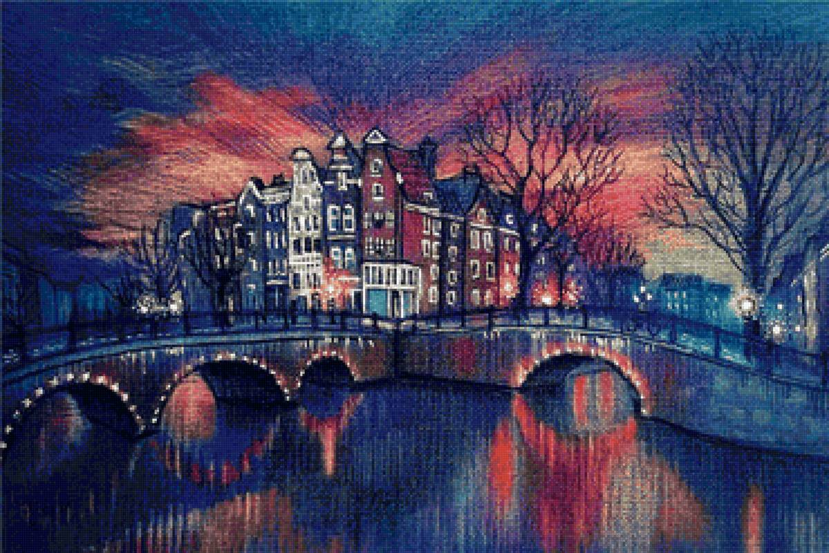 городской пейзаж - город, пейзаж, мост - предпросмотр