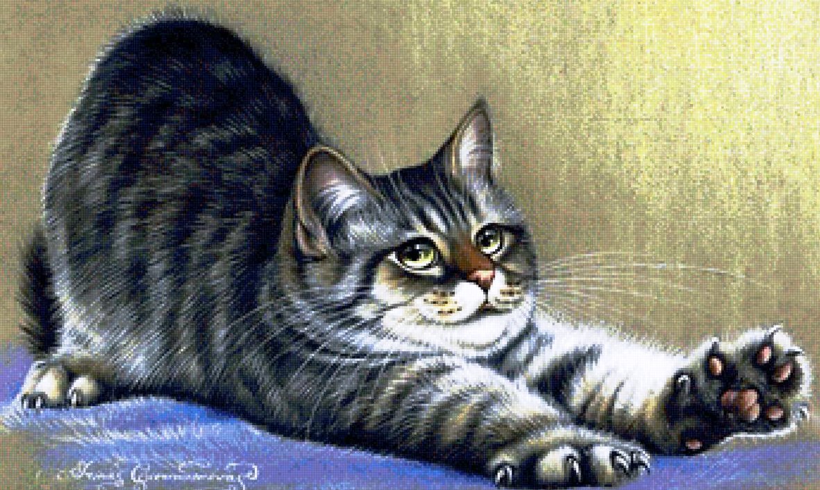 Пушистое счастье 2. Художник Ирина Гармашова - животные, кот - оригинал