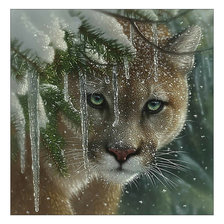 Схема вышивки «Пума в зимнем лесу.»
