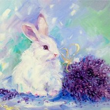 Схема вышивки «Кролик и лаванда»