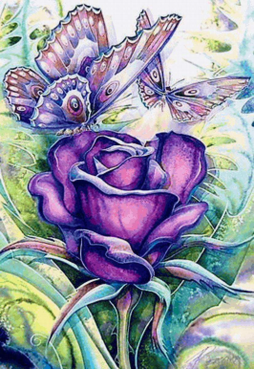 А роза пахнет розой.... - натюрморт, бабочки, букет, цветы - предпросмотр