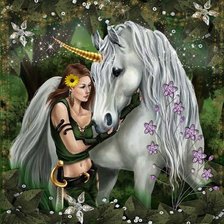 Схема вышивки «MUJER CON UNICORNIO»