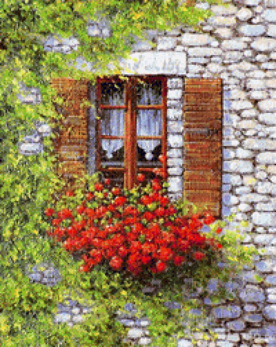 Окно в цветах - цветы, окно - предпросмотр