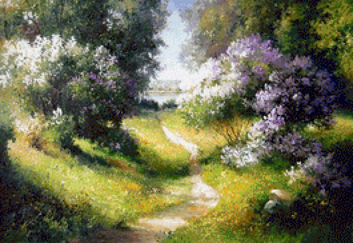 Тропа в сирени - лес, тропа, сирень - предпросмотр