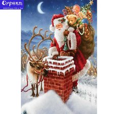 Схема вышивки «санта на крыше»