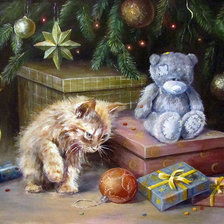 Схема вышивки «новый год, котенок»