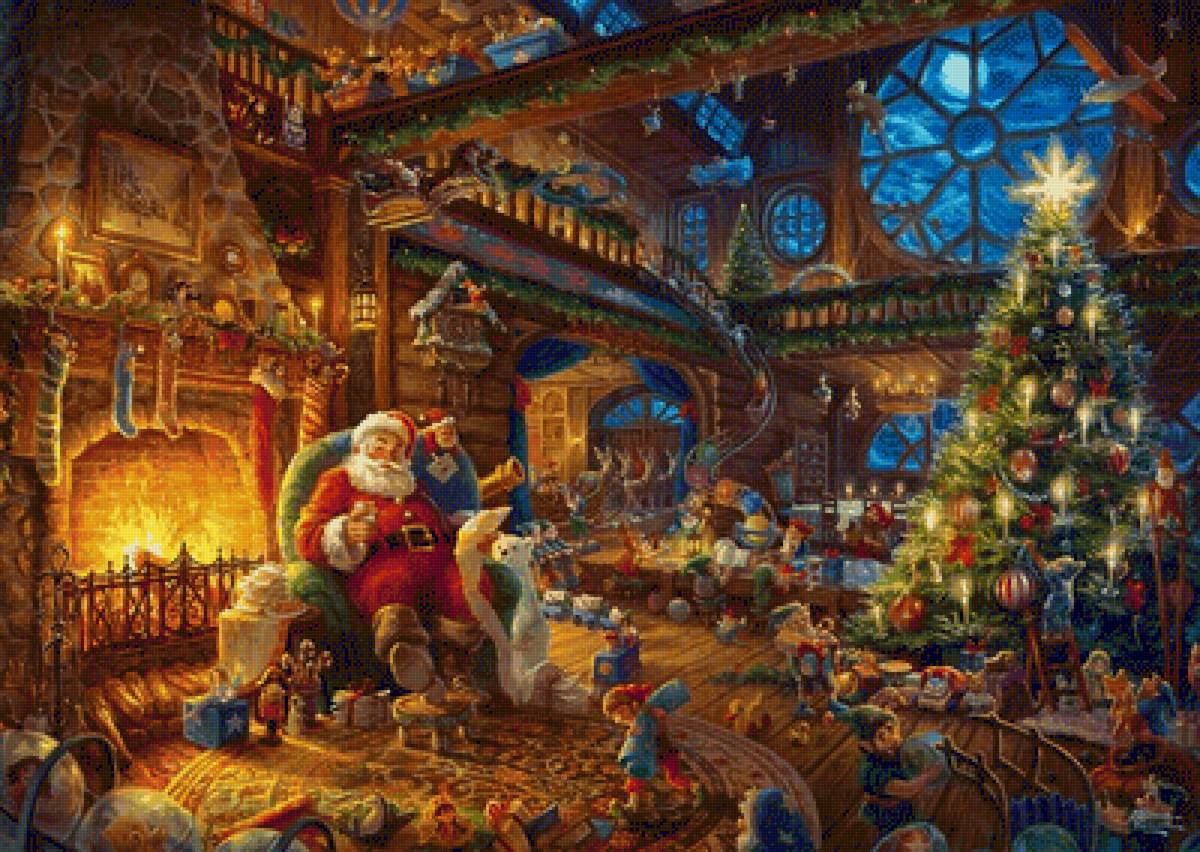 новый год14 - санта, камин, новый год, дед мороз, елка - предпросмотр