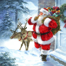 Схема вышивки «санта и олени»