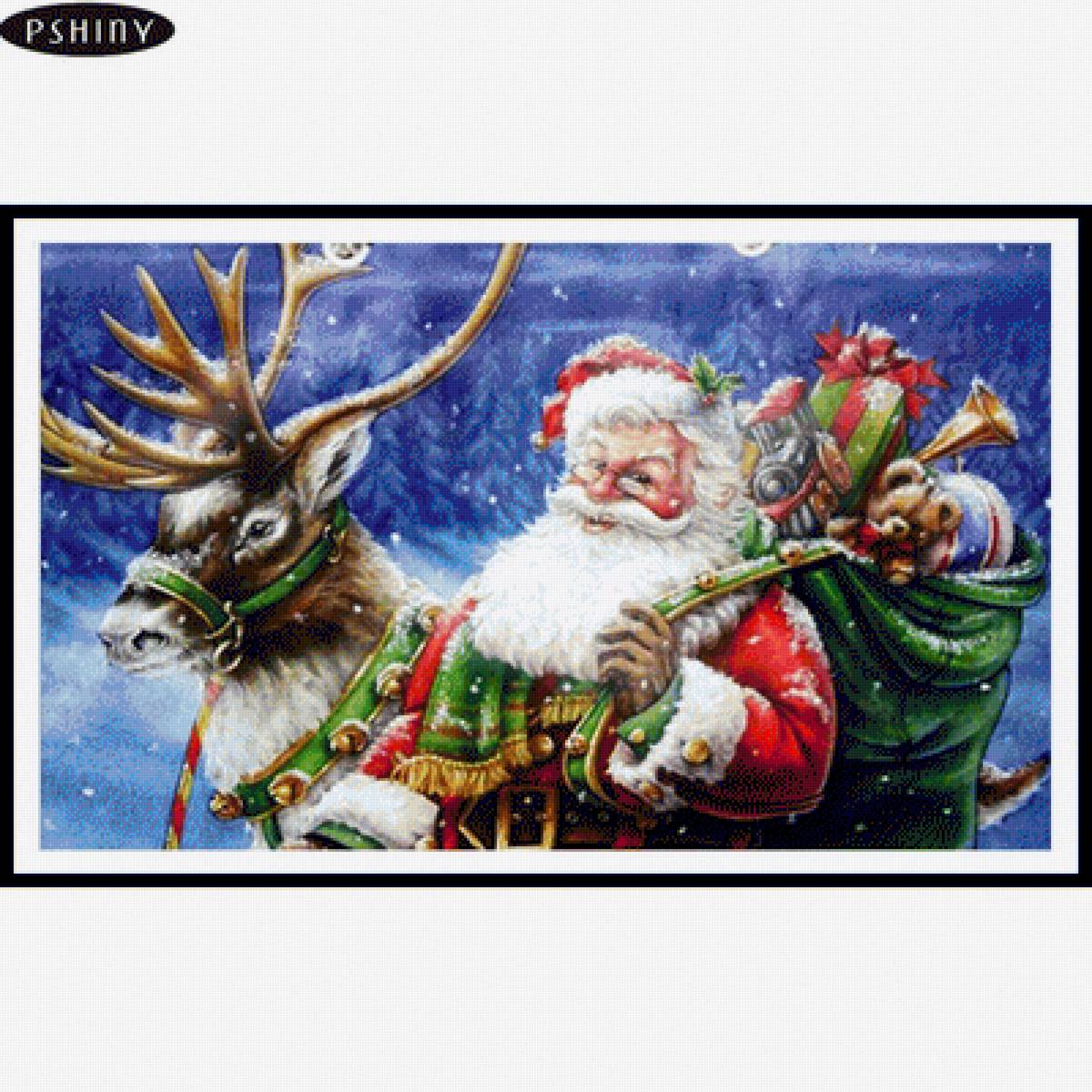 санта и олень1 - санта, новый год, дед мороз, олень - предпросмотр