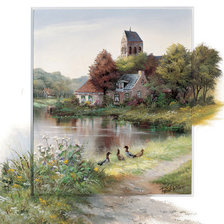 Схема вышивки «дом у реки»