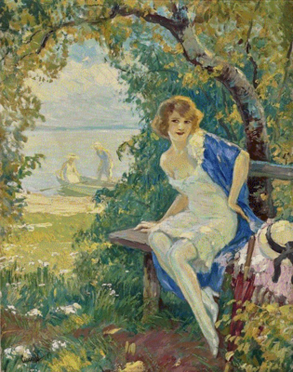 Американские красотки - женщины, эдвард кукуэль, художник-импрессионист, природа - предпросмотр