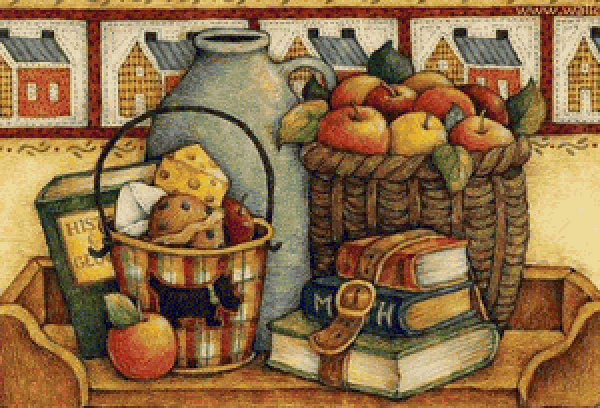 ВКУСНЫЙ НАТЮРМОРТ С КНИГАМИ - фрукты, натюрморт - предпросмотр