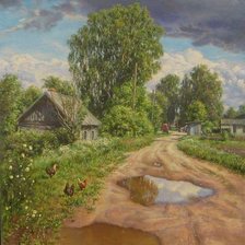 Схема вышивки «Деревенская дорога»