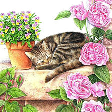 Схема вышивки «Спящий кот»