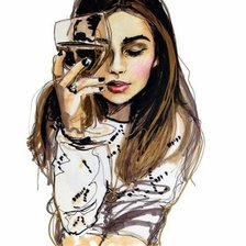 Схема вышивки «девушка с бокалом»