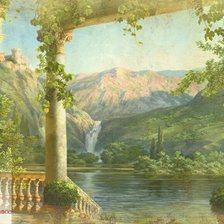 Схема вышивки «Арка с видом на водопад»