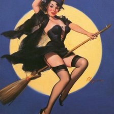 Схема вышивки «ретро ведьмочка»