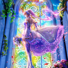 Схема вышивки «Сиреневая девушка фентези»