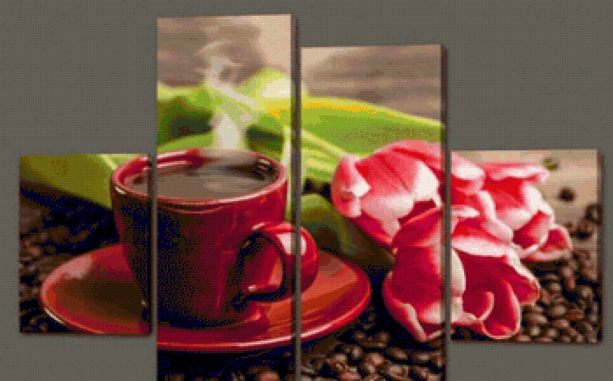 №2172388 - тюльпаны, чашка, кофе, модульная, цветы - предпросмотр