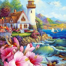 Схема вышивки «Casa com farol.»