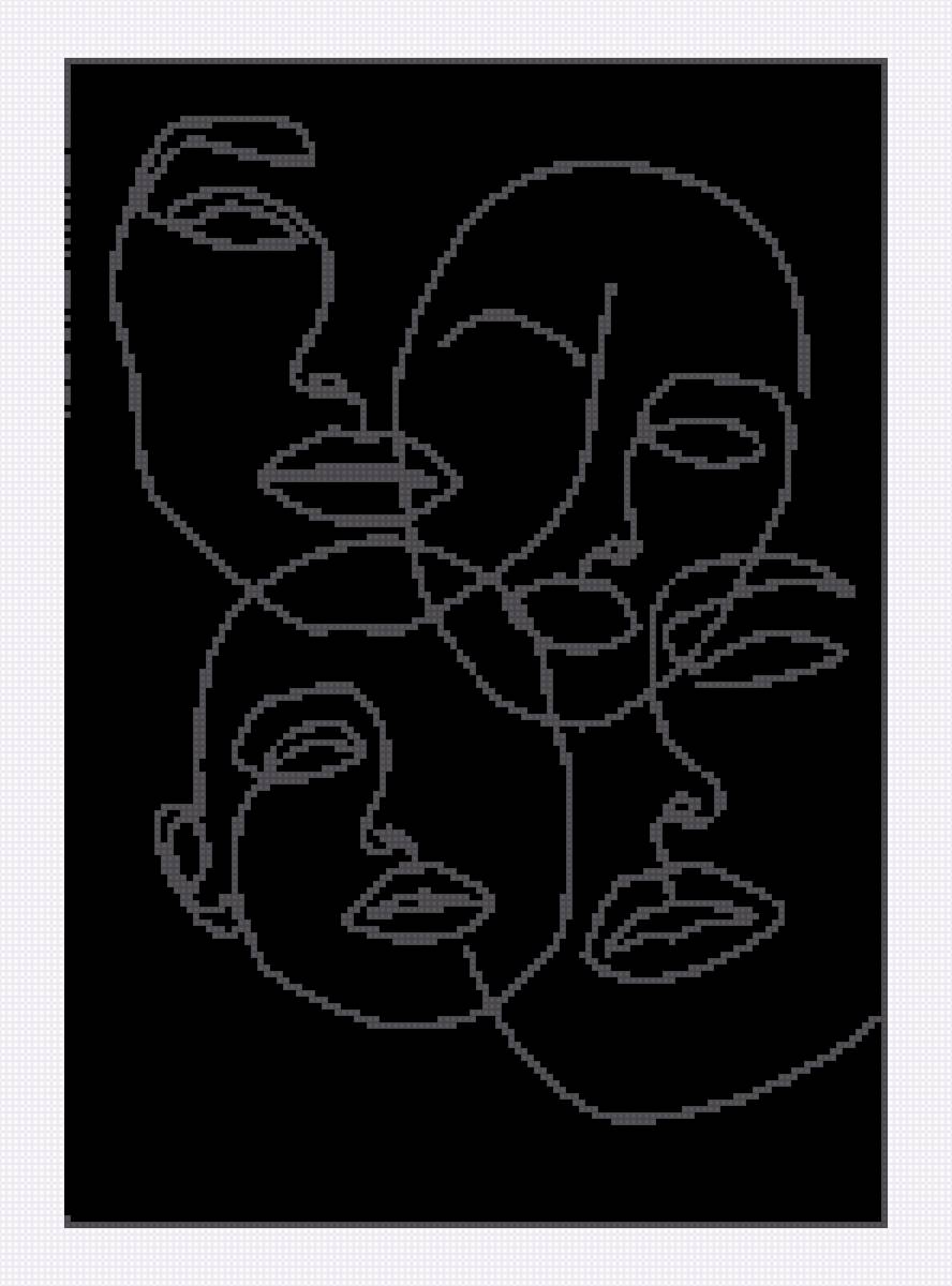 Лица контур абстракция - лицо контур - предпросмотр