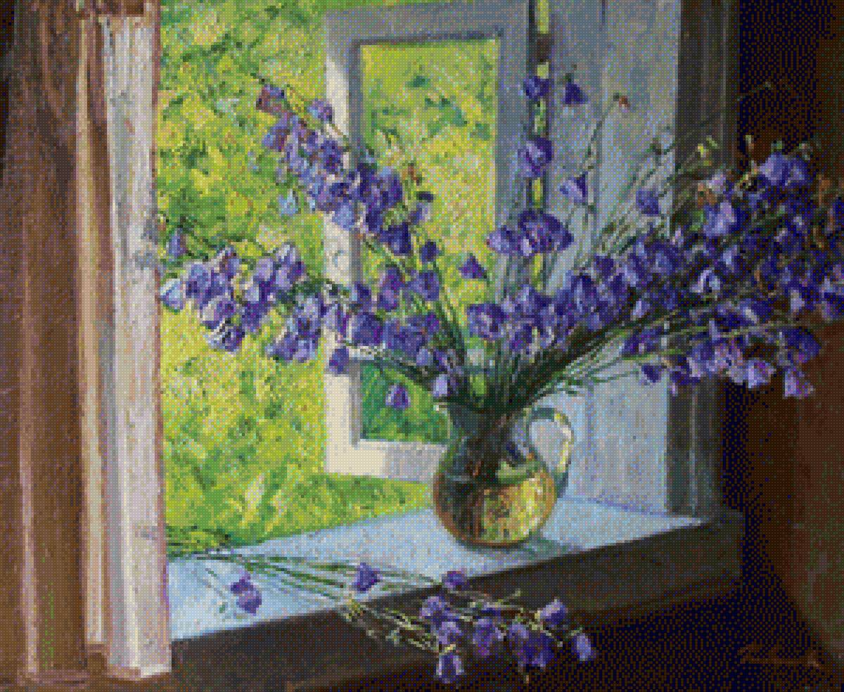 За окошком - лето - лето, колокольчики, окно - предпросмотр