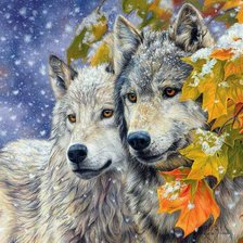 Схема вышивки «Пара волков»