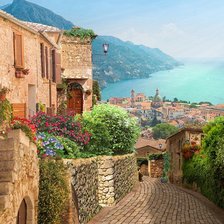 Схема вышивки «улочка у моря»