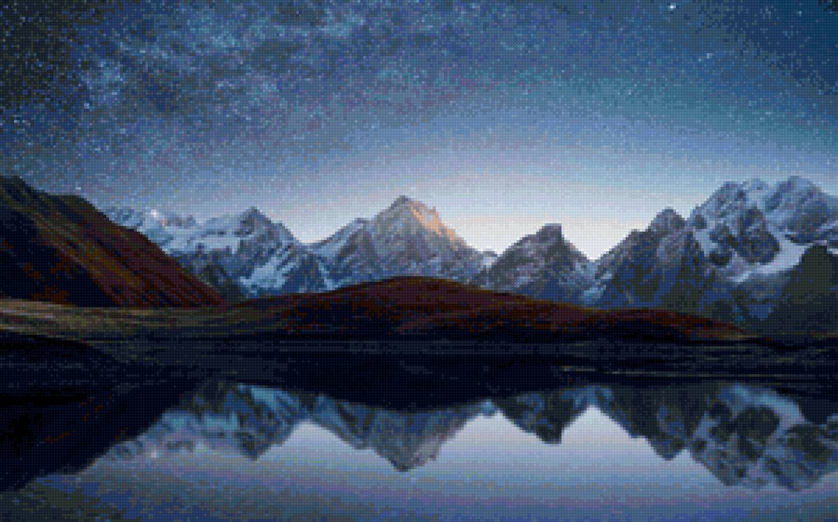 Отражение - небо, озеро, горы - предпросмотр