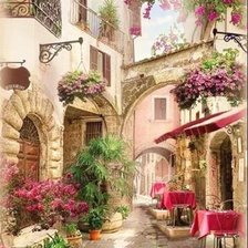 Схема вышивки «романтическая улица»