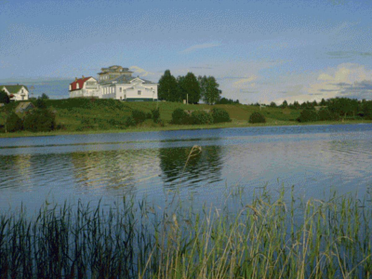 Климовская - озеро, летний пейзаж, деревня - предпросмотр