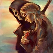 Схема вышивки «Девушка и смерть»