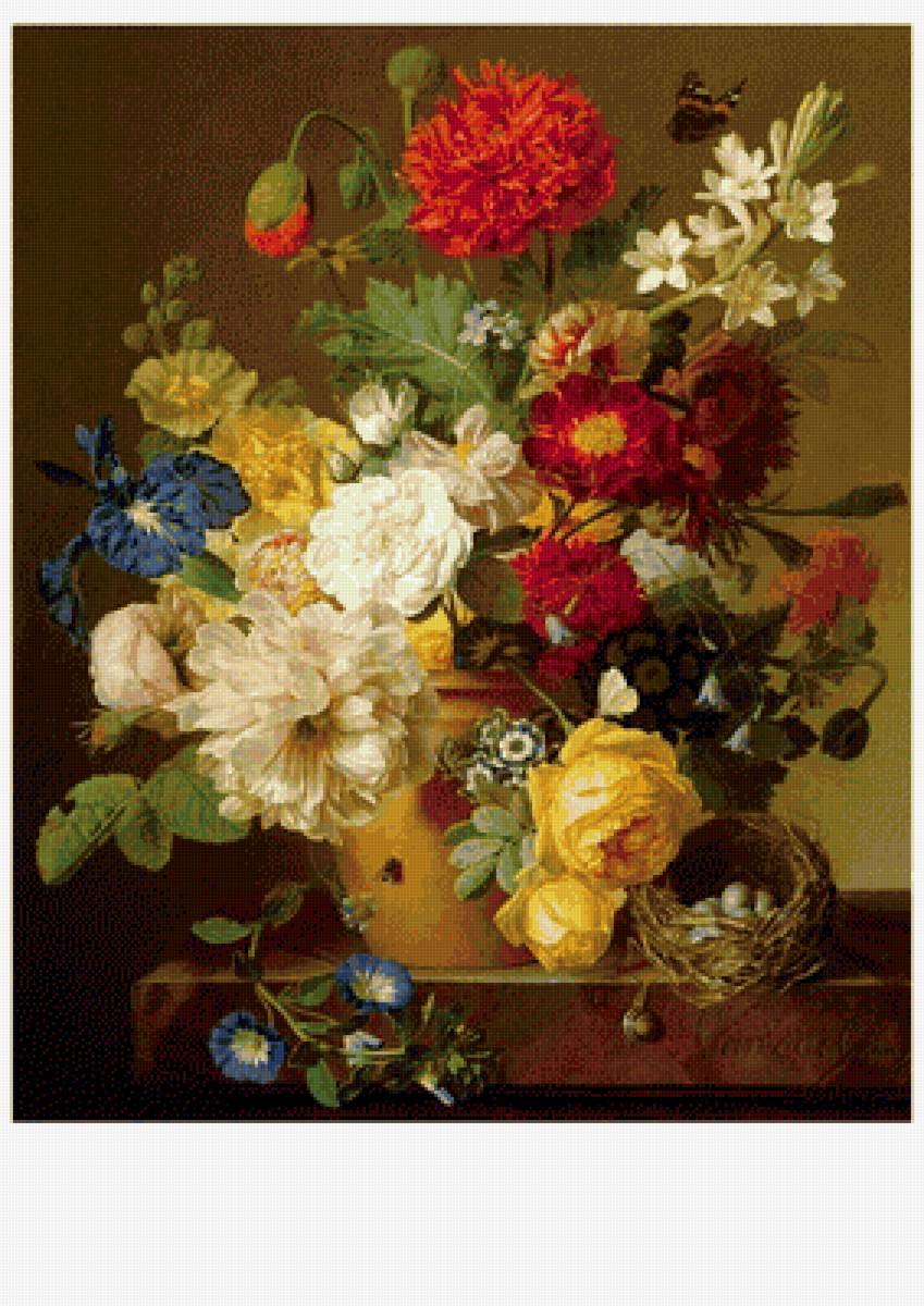 Букет для адмирала - бабочки, маки, ирисы, цветы, розы - предпросмотр