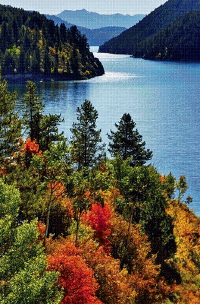 Осень - река, лес, горы, пейзаж - предпросмотр